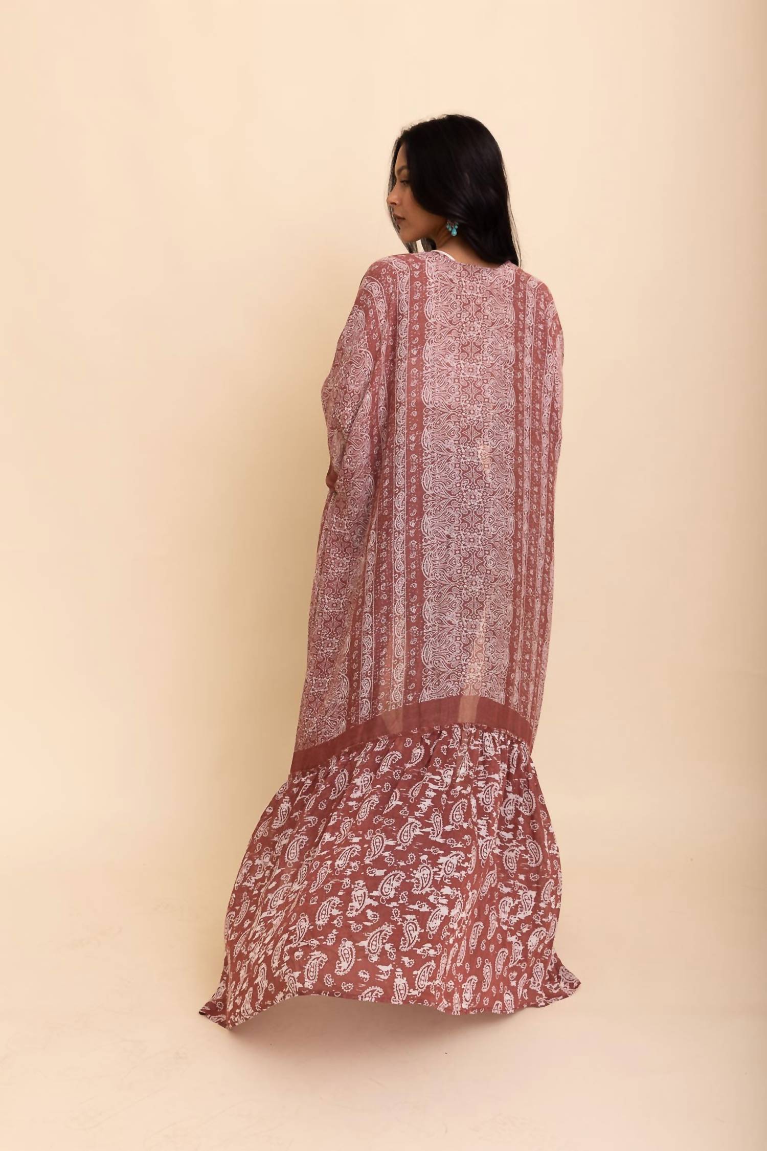 Leto - Long Paisley Flowy Kimono
