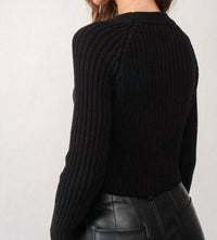 Papermoon - Elisa Mock Neck Rib Knit Sweater