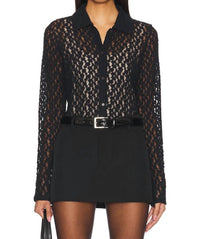 Vince - Floral Smocked Long Sleeve Button Up Top