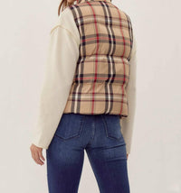 Jodifl - Plaid Check Print Padded Vest