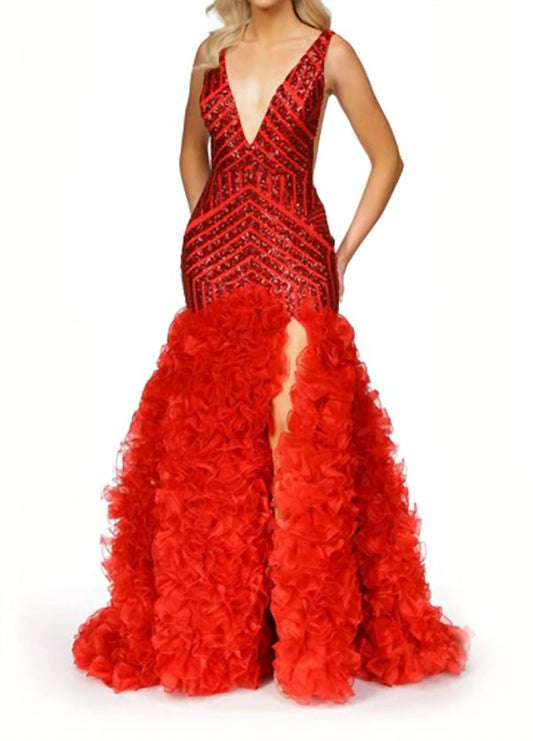Jovani - BEADED FIT AND FLARE GOWN