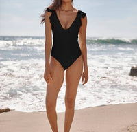 Summersalt Ruffle Backflip One Piece in black - women's swimwear