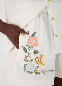 dress to Tropical Embroidered Shorts in white - women's shorts - view 4