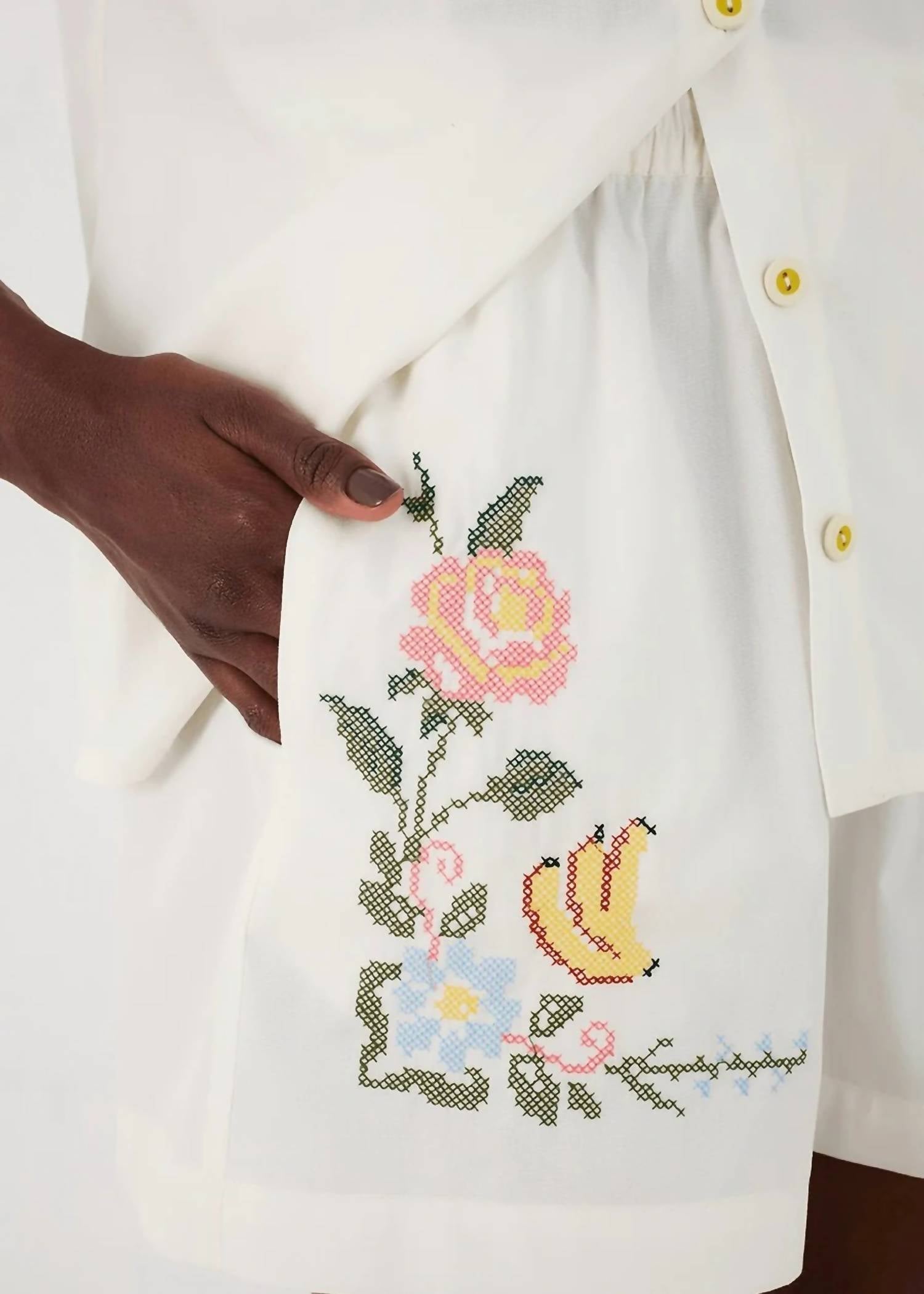 dress to Tropical Embroidered Shorts in white - women's shorts - view 4