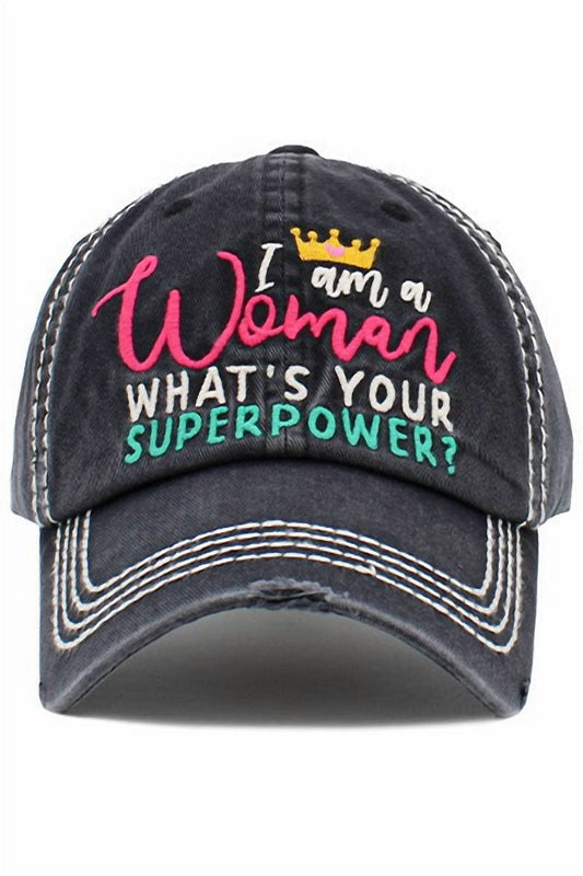 Your Fashion Wholesale - "I Am a Woman" Distressed Cap