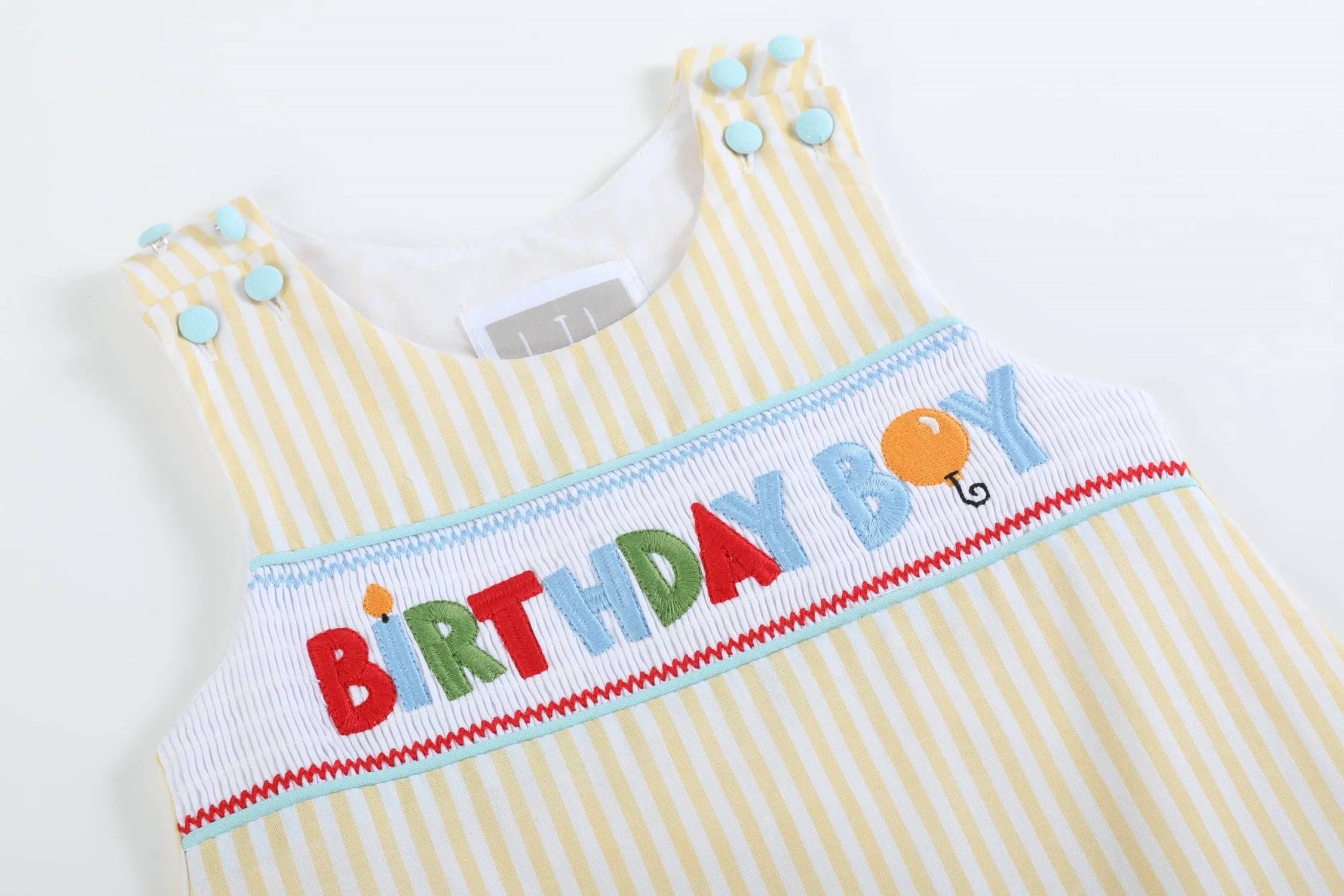 Lil Cactus - Boys Stripe Smoked Birthboy Smocked Shortalls