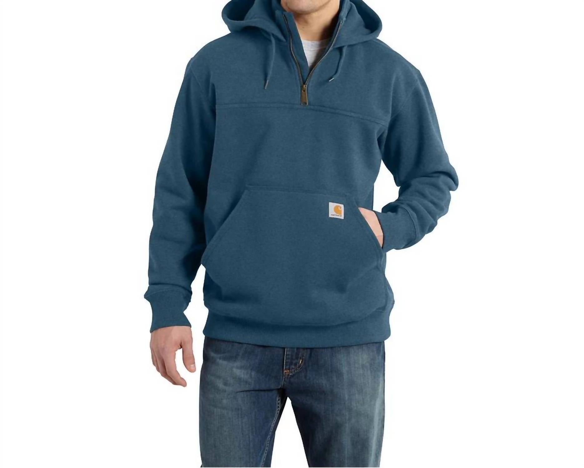 carhartt Loose Rain Defender Quarter-zip Heavy Sweatshirt in storm blue heather - men's shirt