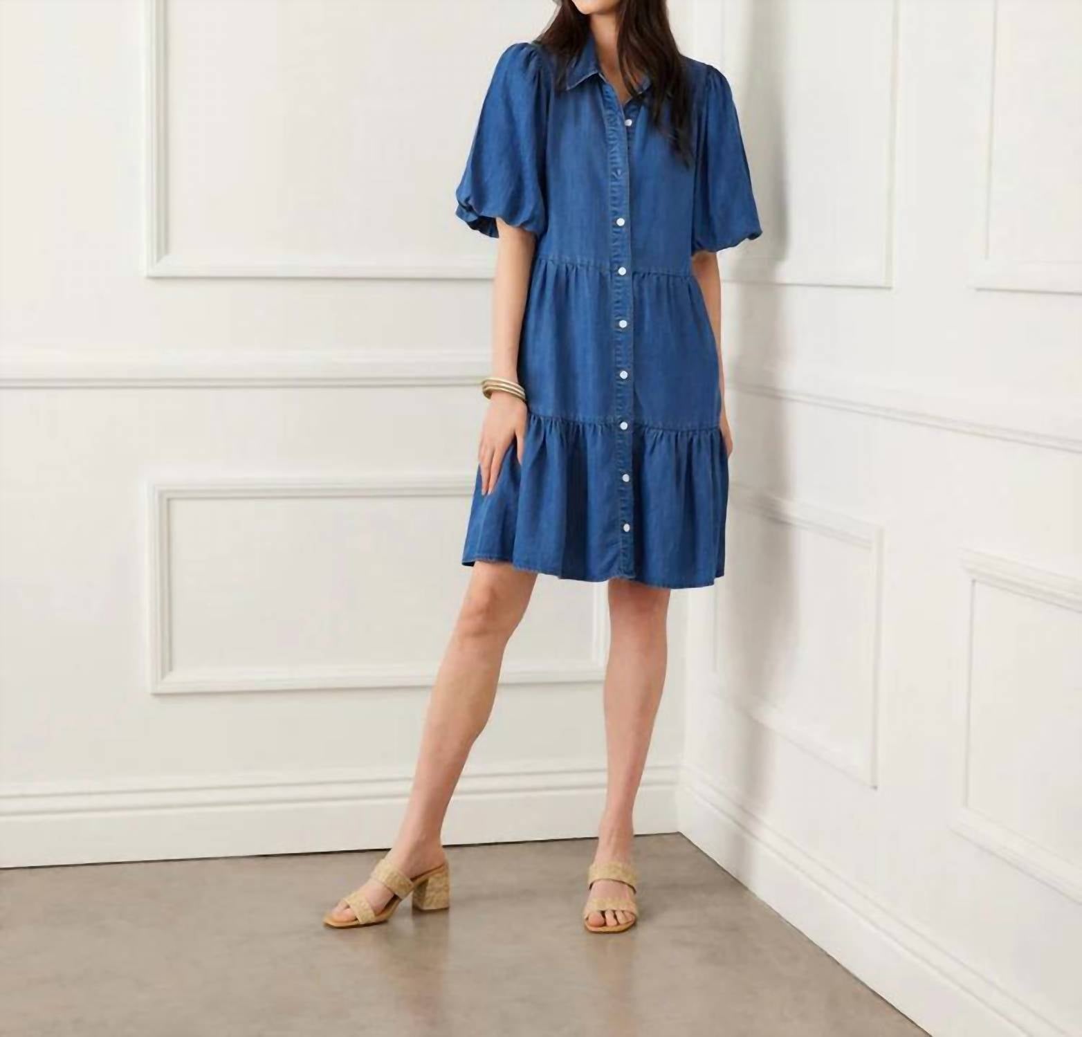 Karen Kane - Pattia Puff Sleeve Tiered Shirtdress