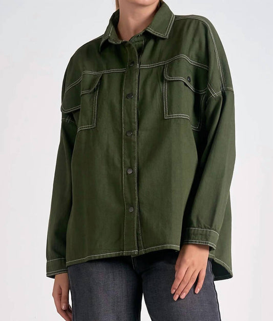 Elan - Cosmo Button Up Shirt Jacket