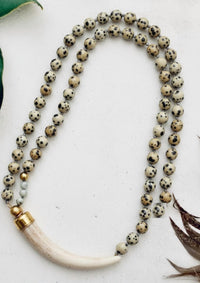 L Rae Jewelry - Women's Boho Knotted Gemstone Deer Antler Necklace