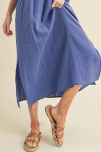 Aemi + Co - Gauze Slit Sleeveless Open Back Dress