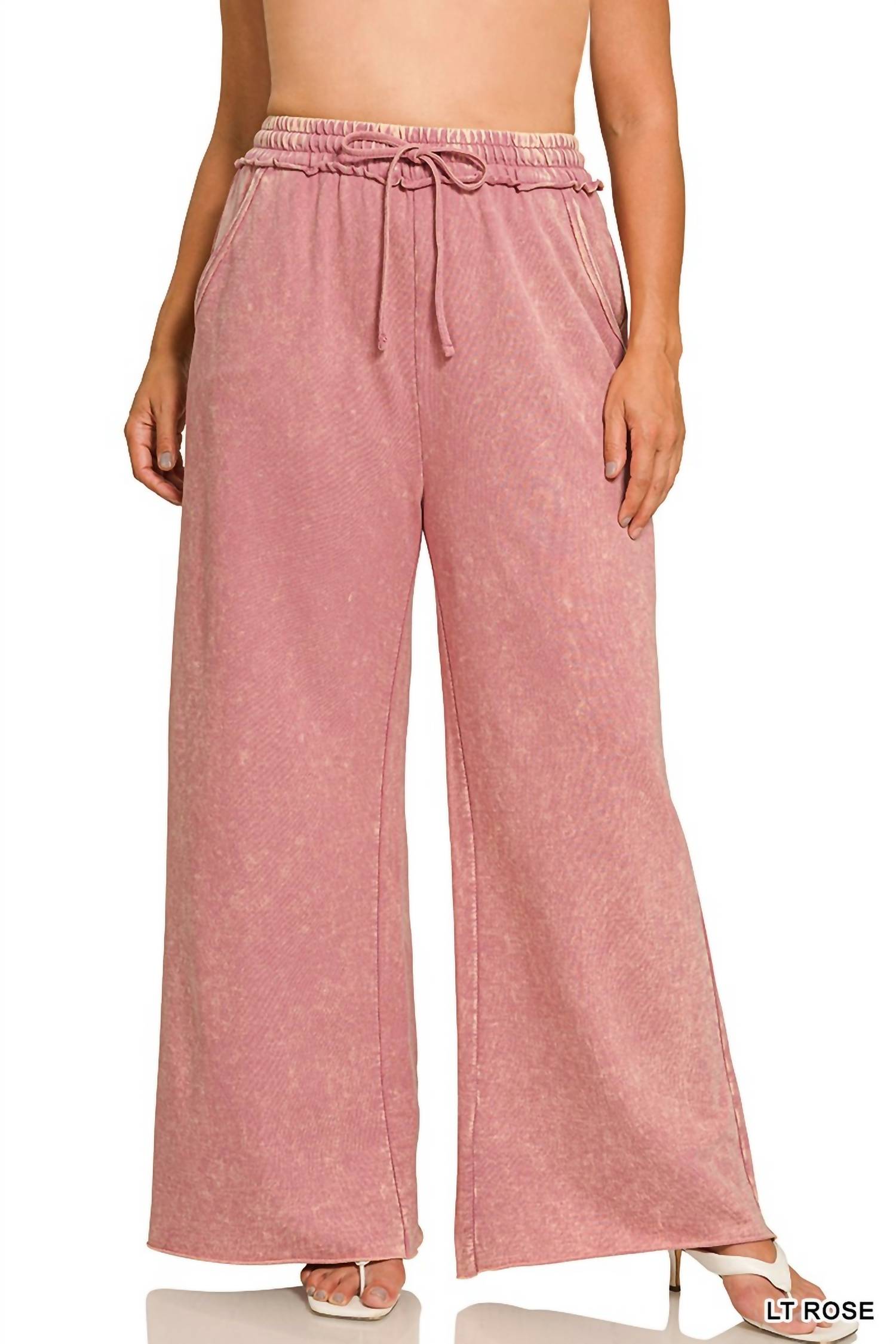 Zenana - French Terry Wide Leg Pants