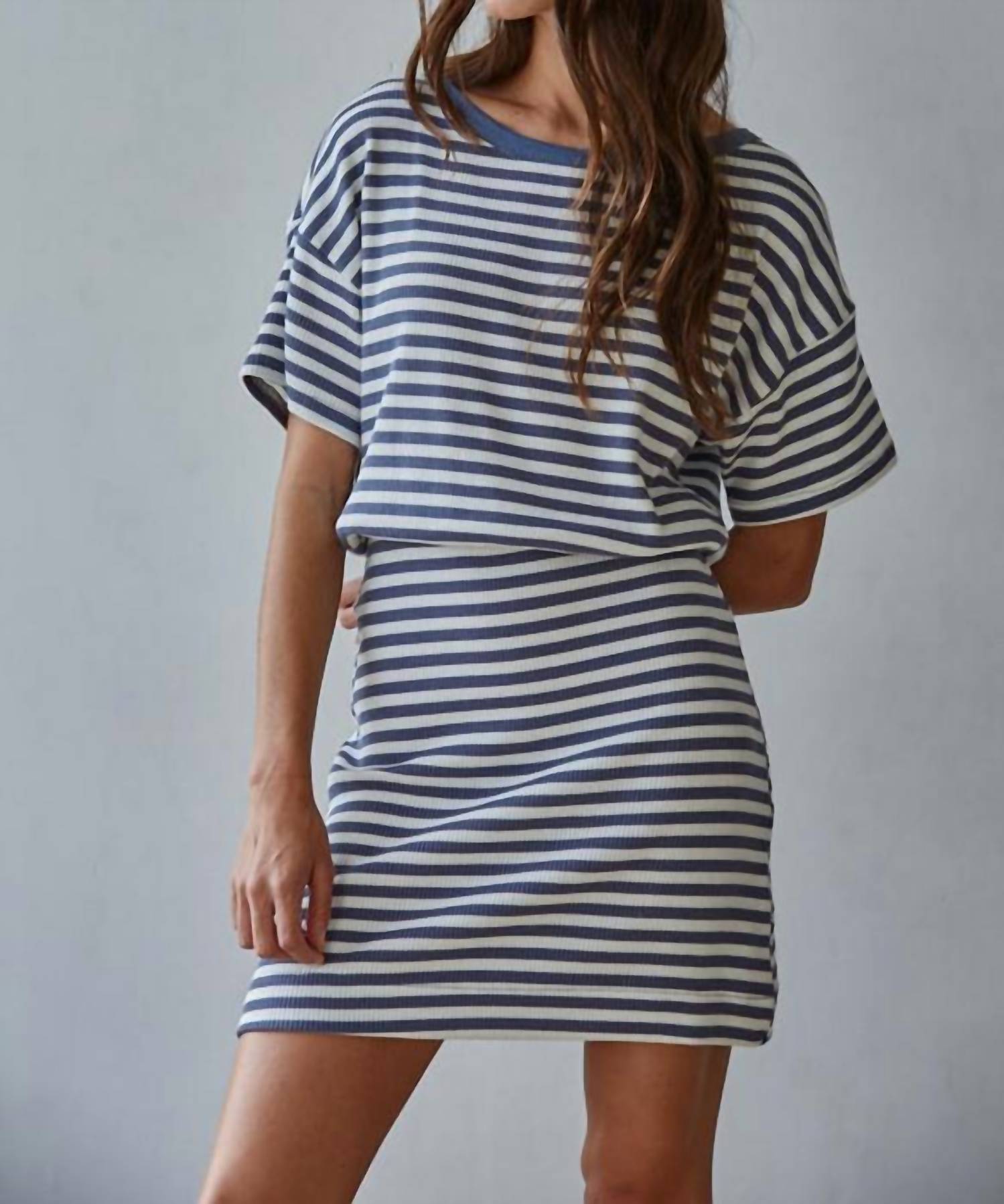 By Together Marley Striped Mini Dress in blue - women's dress