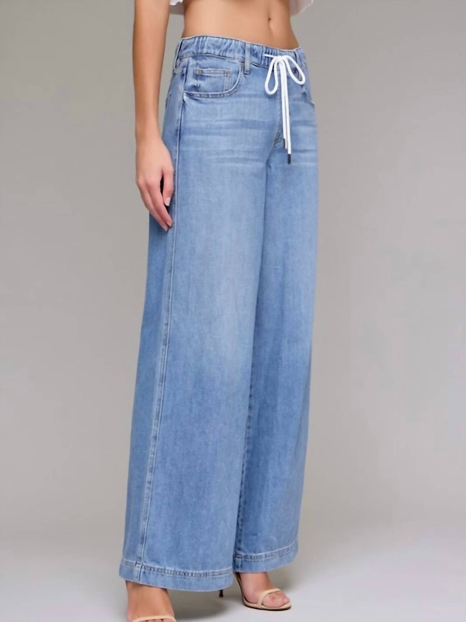 HIDDEN Drawstring Lightweight Jeans in light denim - women's jeans - alternate view