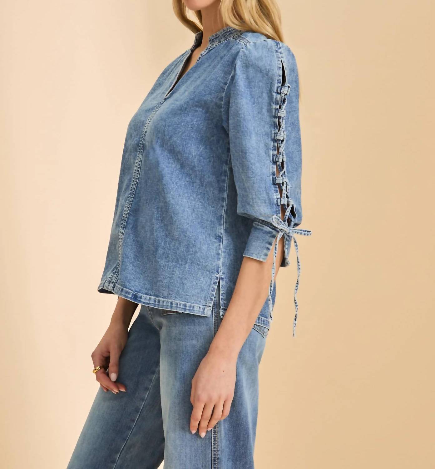 Fdj - Lace Up Sleeve Shirt