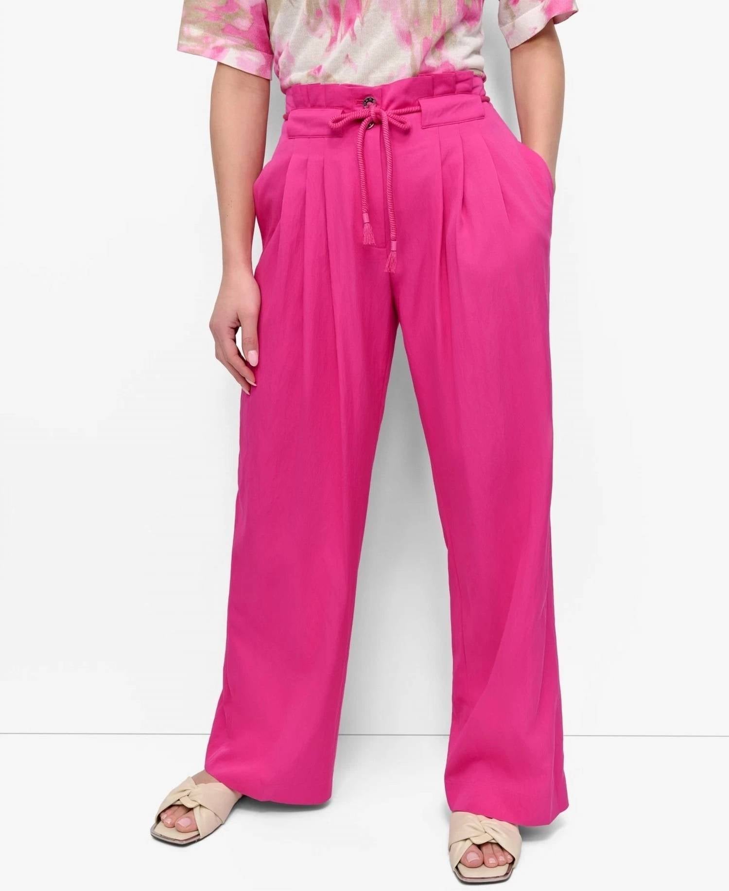 DKNY Tie-front Wide-leg Pants in vivid pink - women's pants