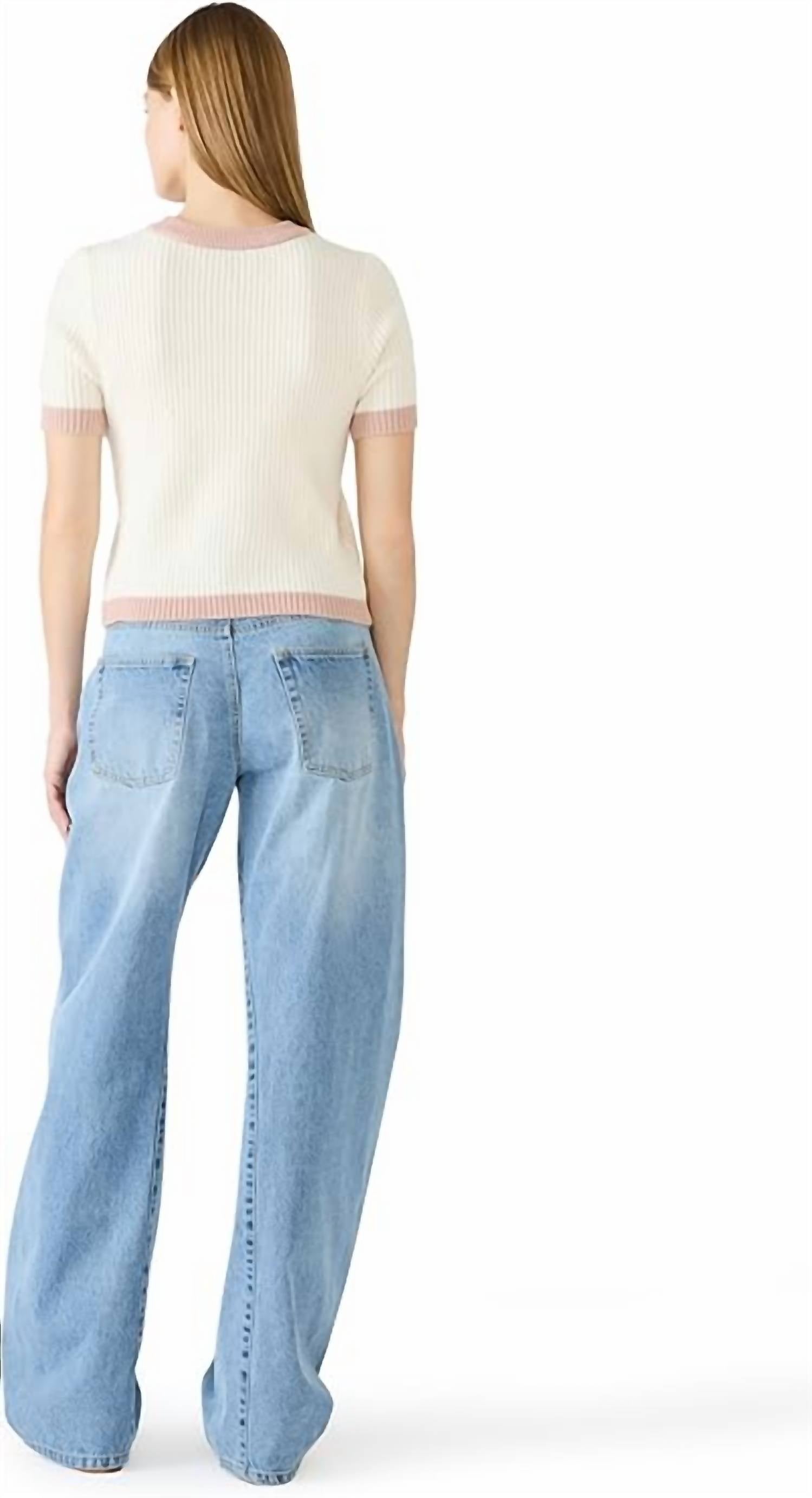 STEVE MADDEN Mayson Knit Sweater in cream pink - women's sweater - detail view