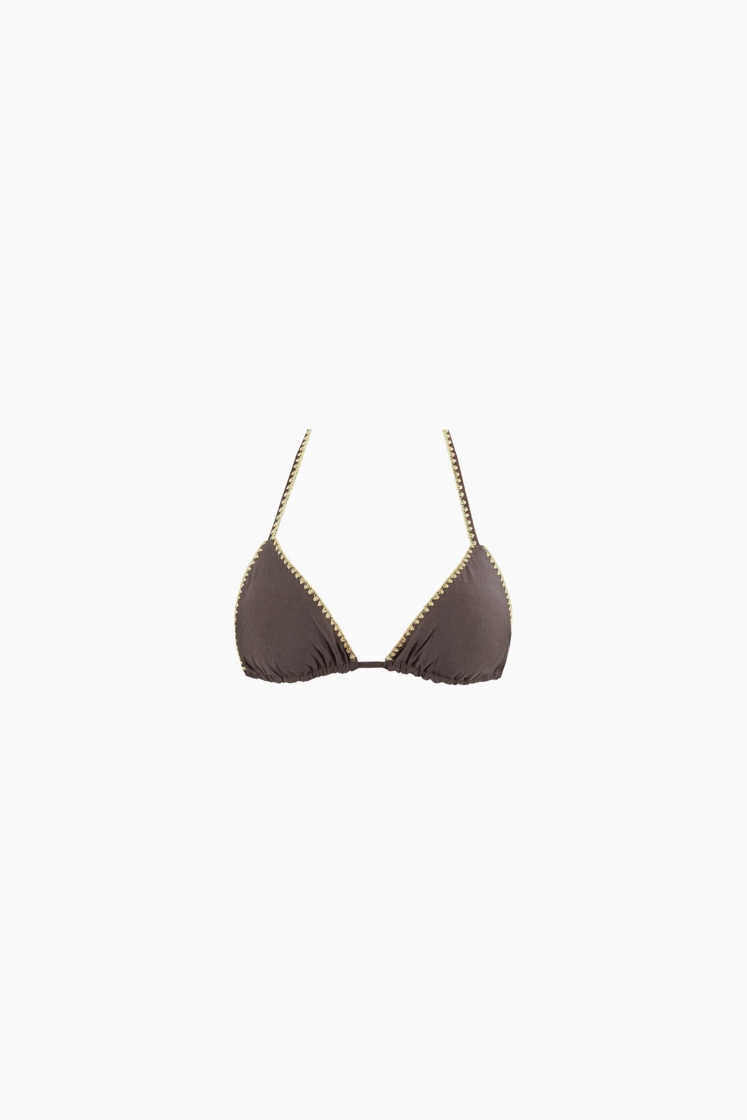 Luli Fama Luxe Stitch Seamless Triangle Bikini Top in piedra gris - women's swimwear - view 5