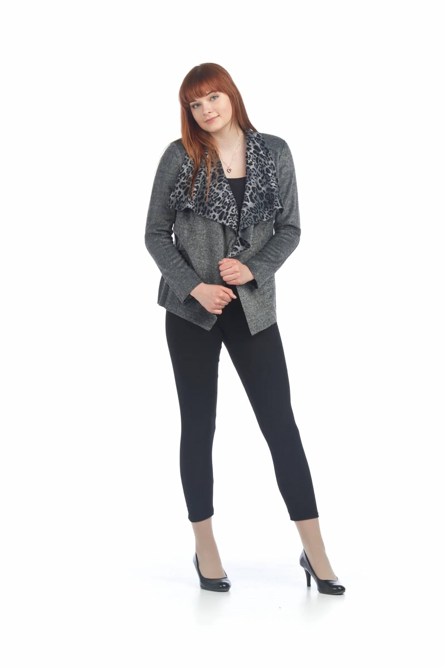 Papillon - Soft Drape Sweater With Leopard Lining