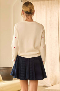 SKIES ARE BLUE Embroidered Heart Sweater in white - women's sweater - detail view