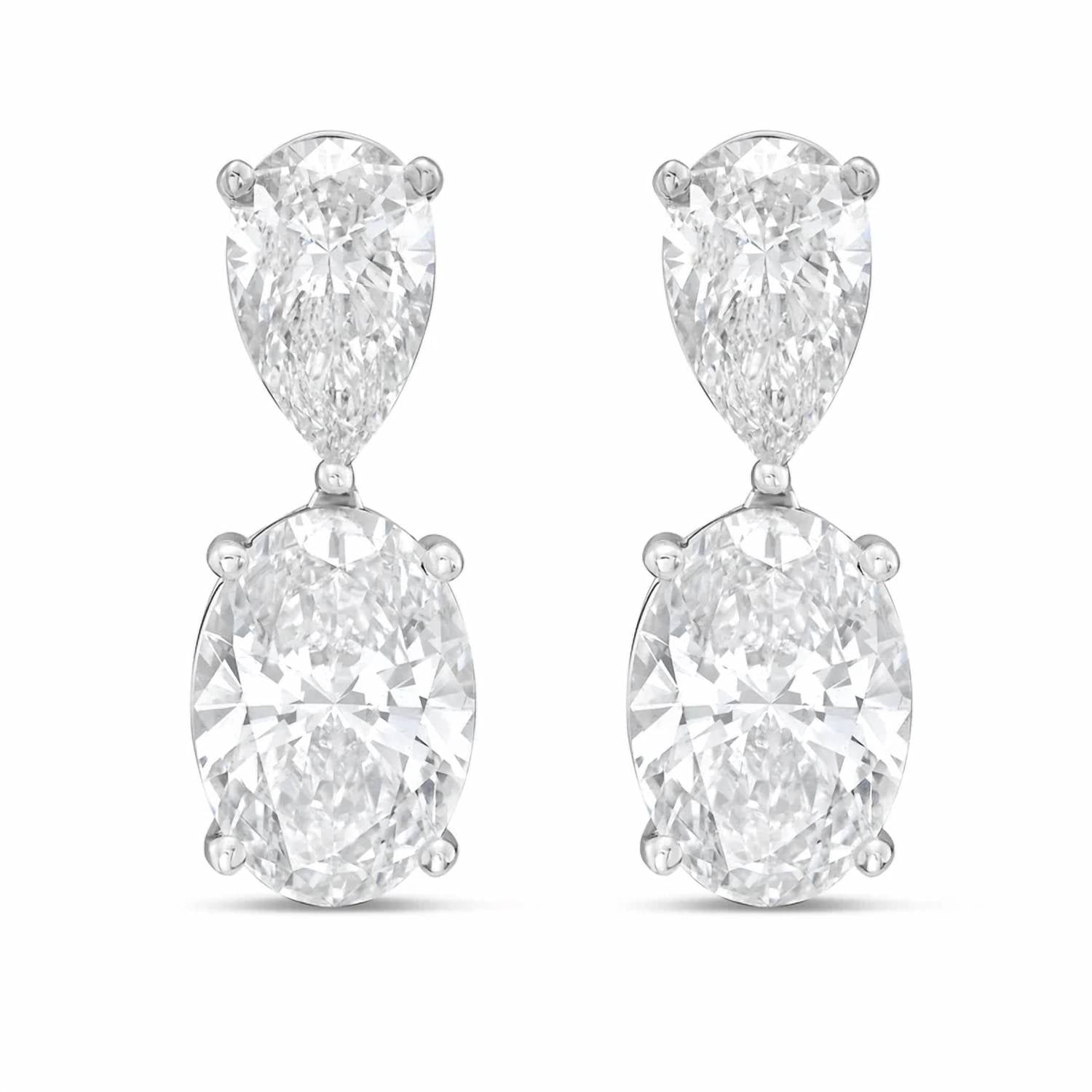 Diana M Jewels - Women's Pear Lab-Grown Diamond Stud Earrings (15.00 Ct TCW) - Grand
