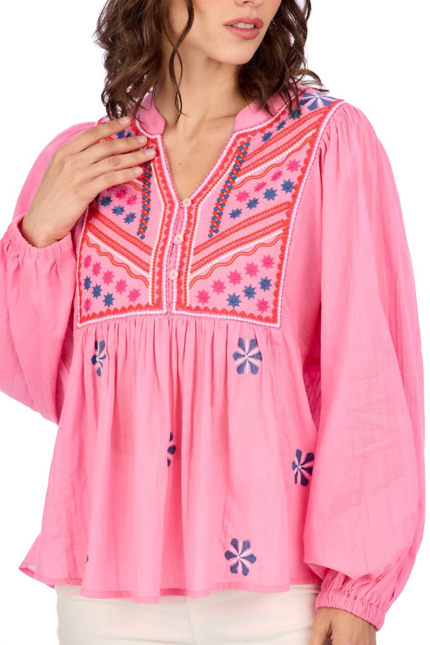 mudpie Embellished Top in margeaux - women's blouse - alternate view