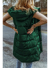 Pretty Bash - Gloria Zip Up Quilted Long Vest Coat