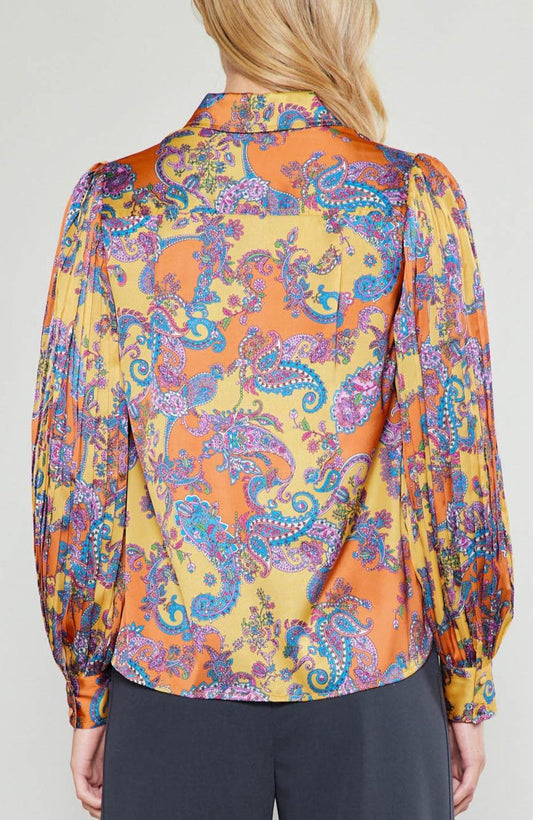 Current Air - Tonal Paisley Pleated Shirt