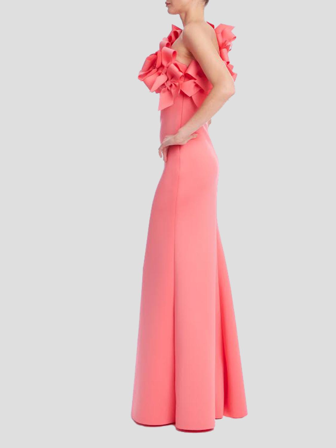 Badgley Mischka - One Shoulder With Bows Prom Gown