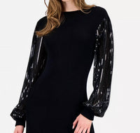 T Tahari - Embellished-sleeve Ribbed Dress