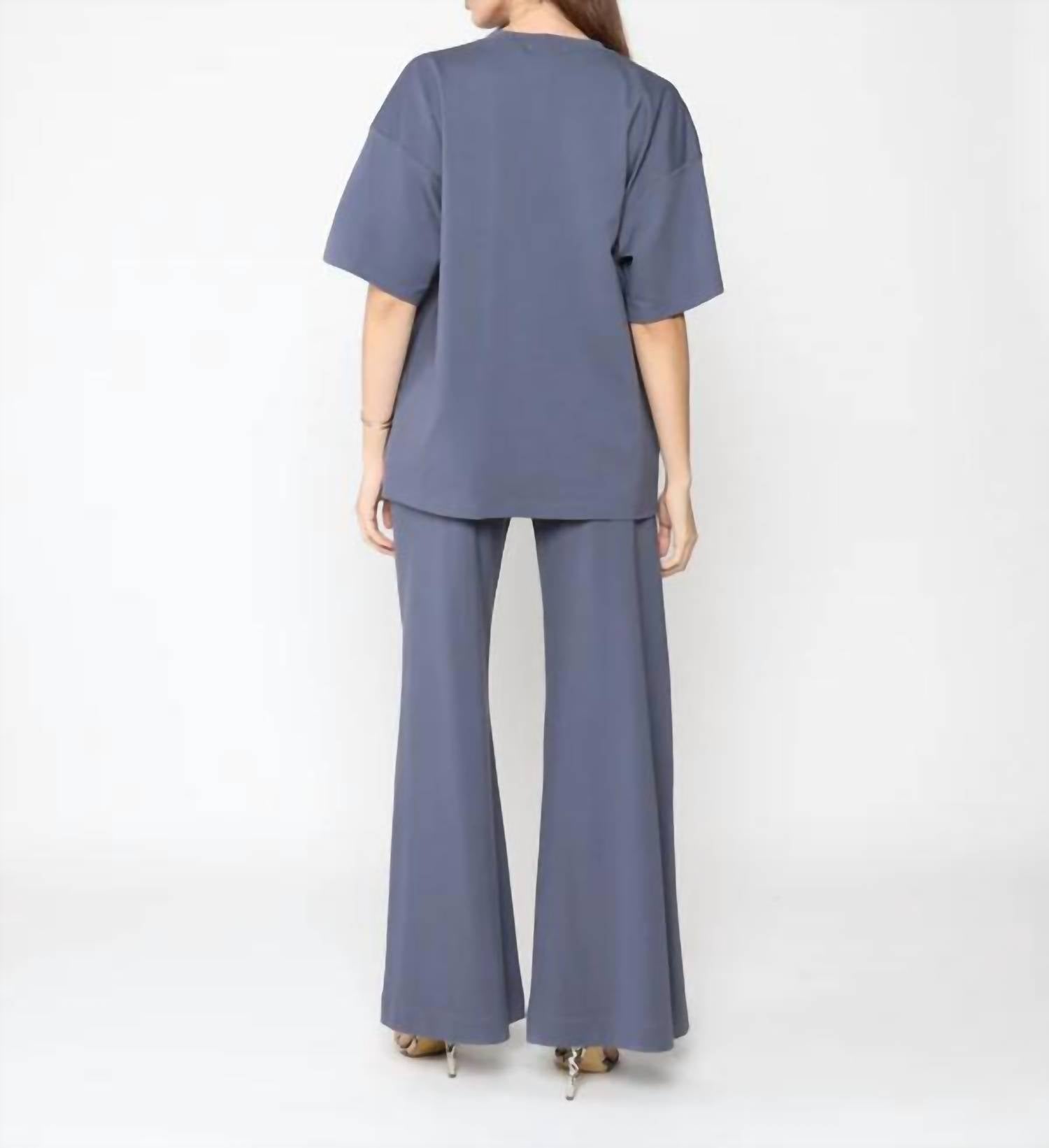 RIPLEY RADER Ponte Knit Wide Leg Pant in sea blue - women's pants - alternate view