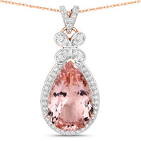 Diana M Jewels Women's Pear Natural Pink Morganite Pendant Necklace (8.14 Ct) - Elegant Plus in 14k rose gold - women's jewelry