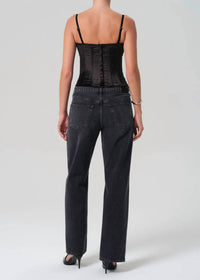 Citizens of Humanity Lindz Easy Straight Tuxedo Stripe Jean in kuro - women's jeans - detail view