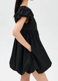 2.7 AUGUST APPAREL Bubble Scoop Neck Mini Dress in black - women's dress - alternate view