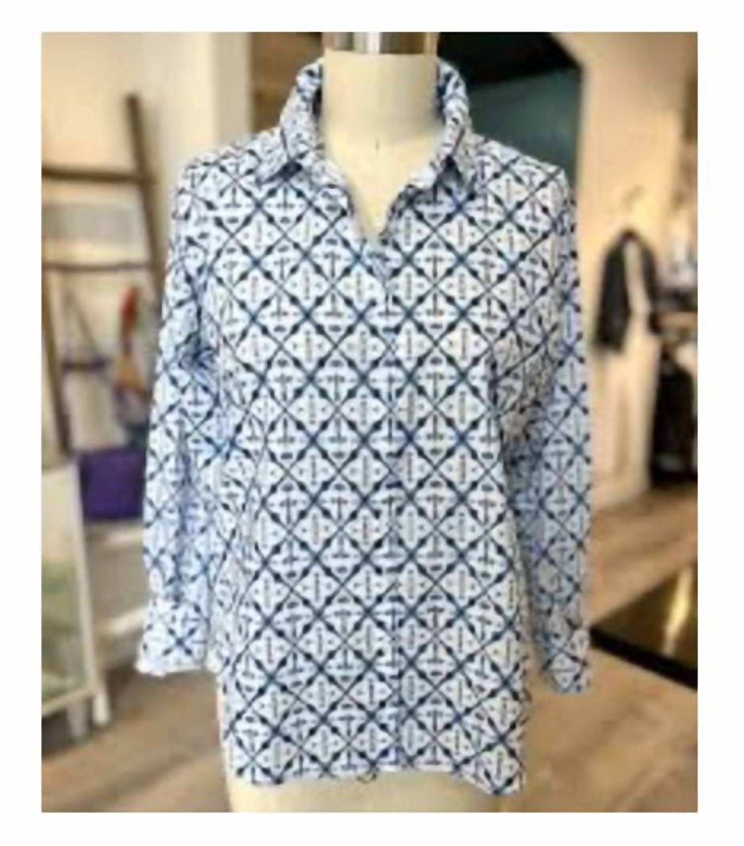 Elliott Lauren - Diamond Tile Button Up Blouse