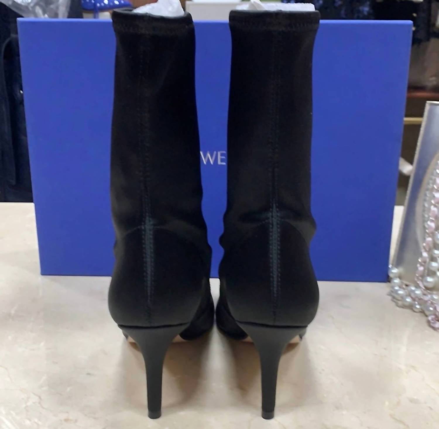 Stuart Weitzman - Women's Satin Stretchy Heeled Boots