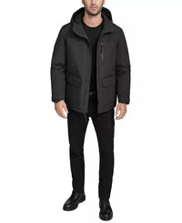 COLE HAAN Down Puffer Insulated Hooded Full Zip Jacket in black - men's jacket - view 7