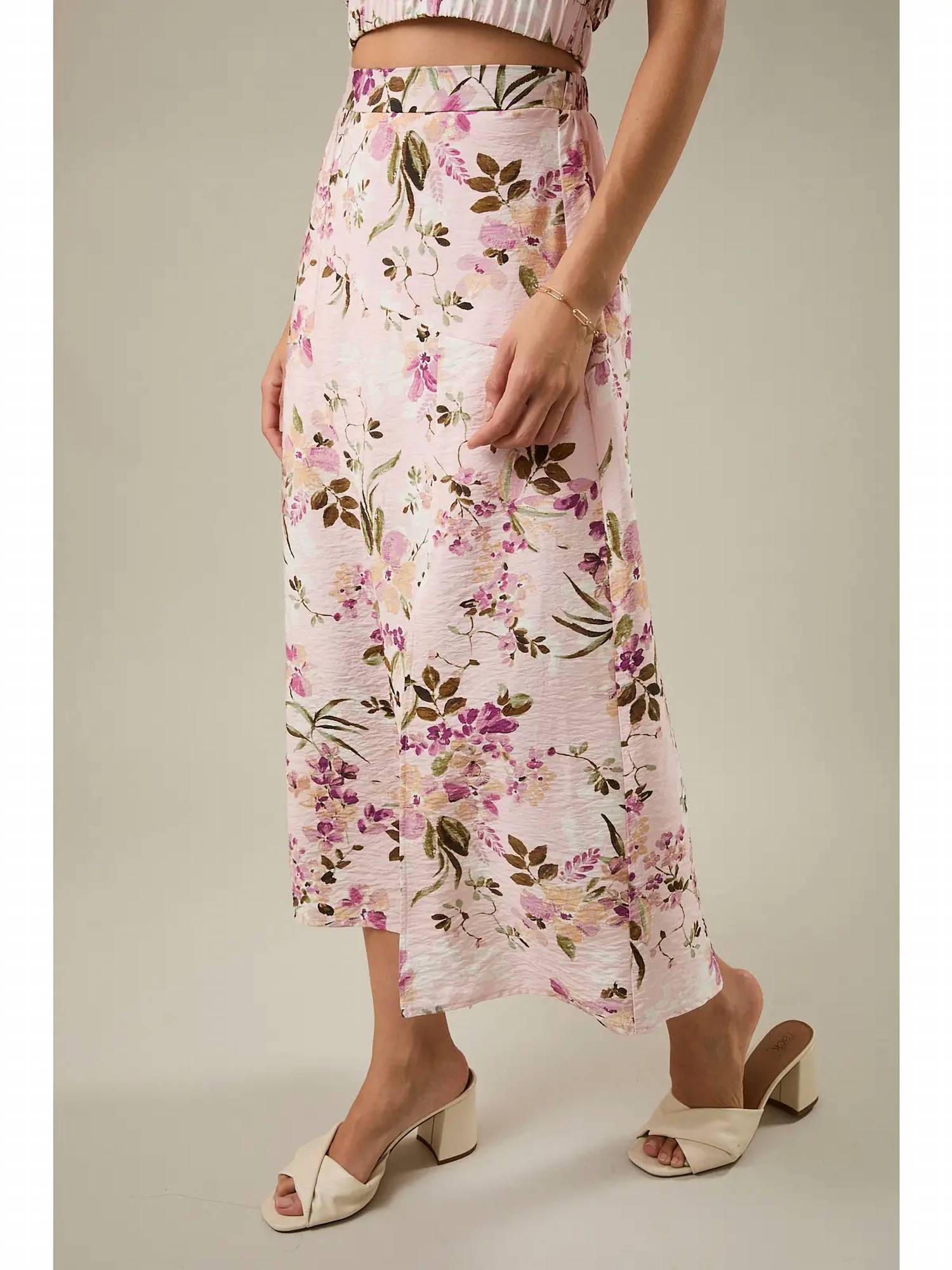 Gilli - Aura Floral High Waist Midi Skirt