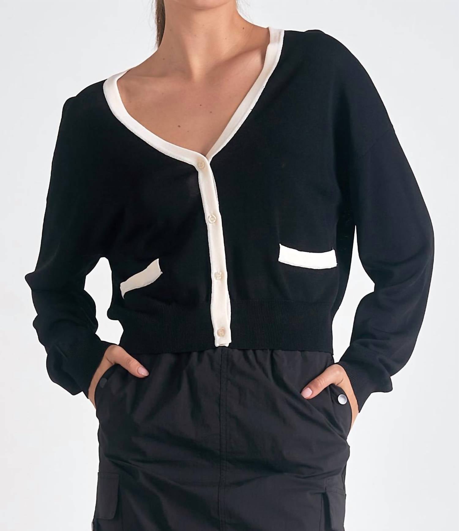 Elan - Contrast Accent Cardigan