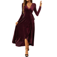 Supreme Fashion - V Neck Velvet Maxi Dress
