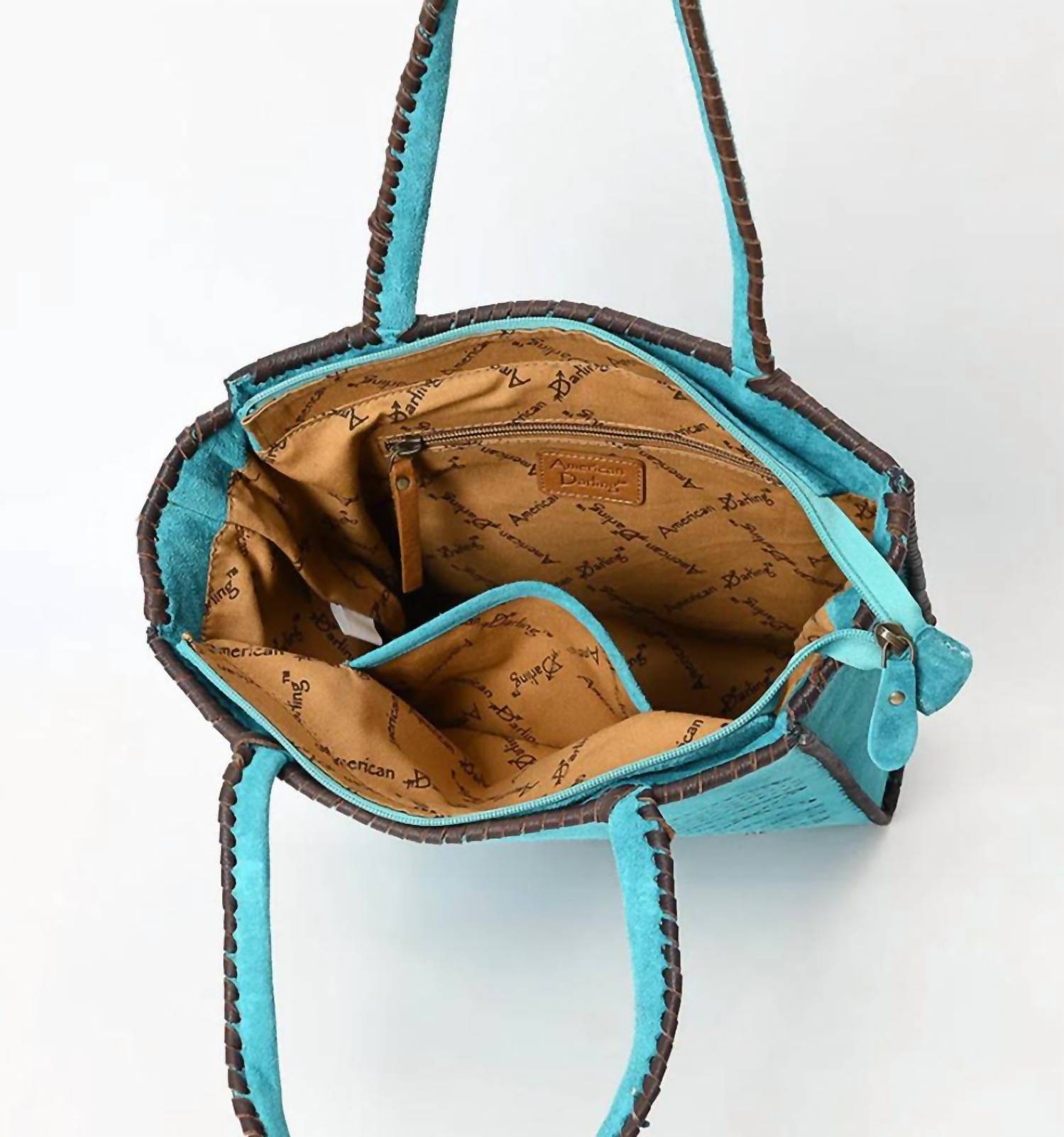 American Darling Women's Boot Stitch Suede Leather Purse in turquoise - women's bag - alternate view