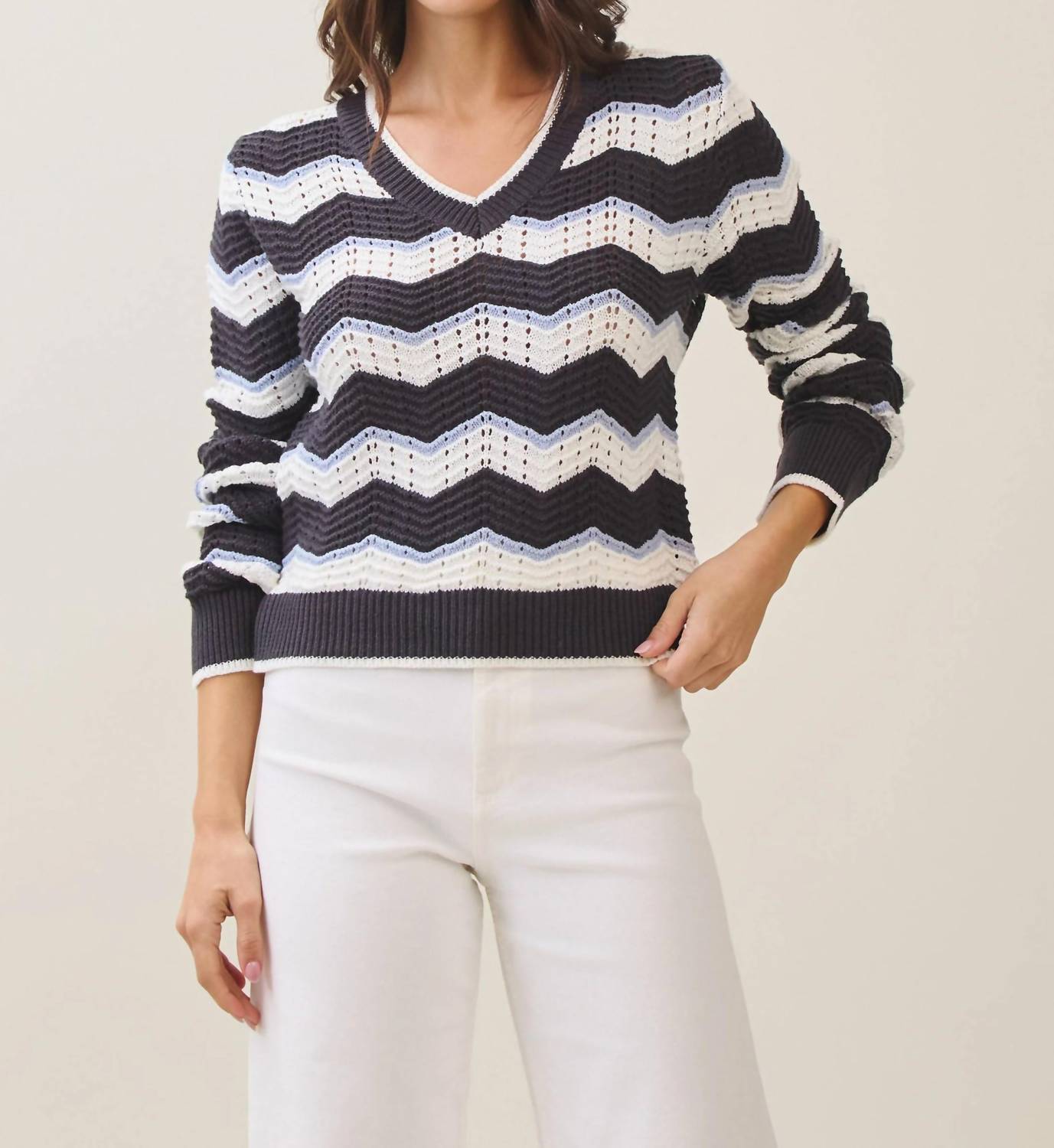 Able - Zigzag V-Neck Sweater