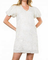Thml - Women's Short Puff Sleeve Sequin Dress