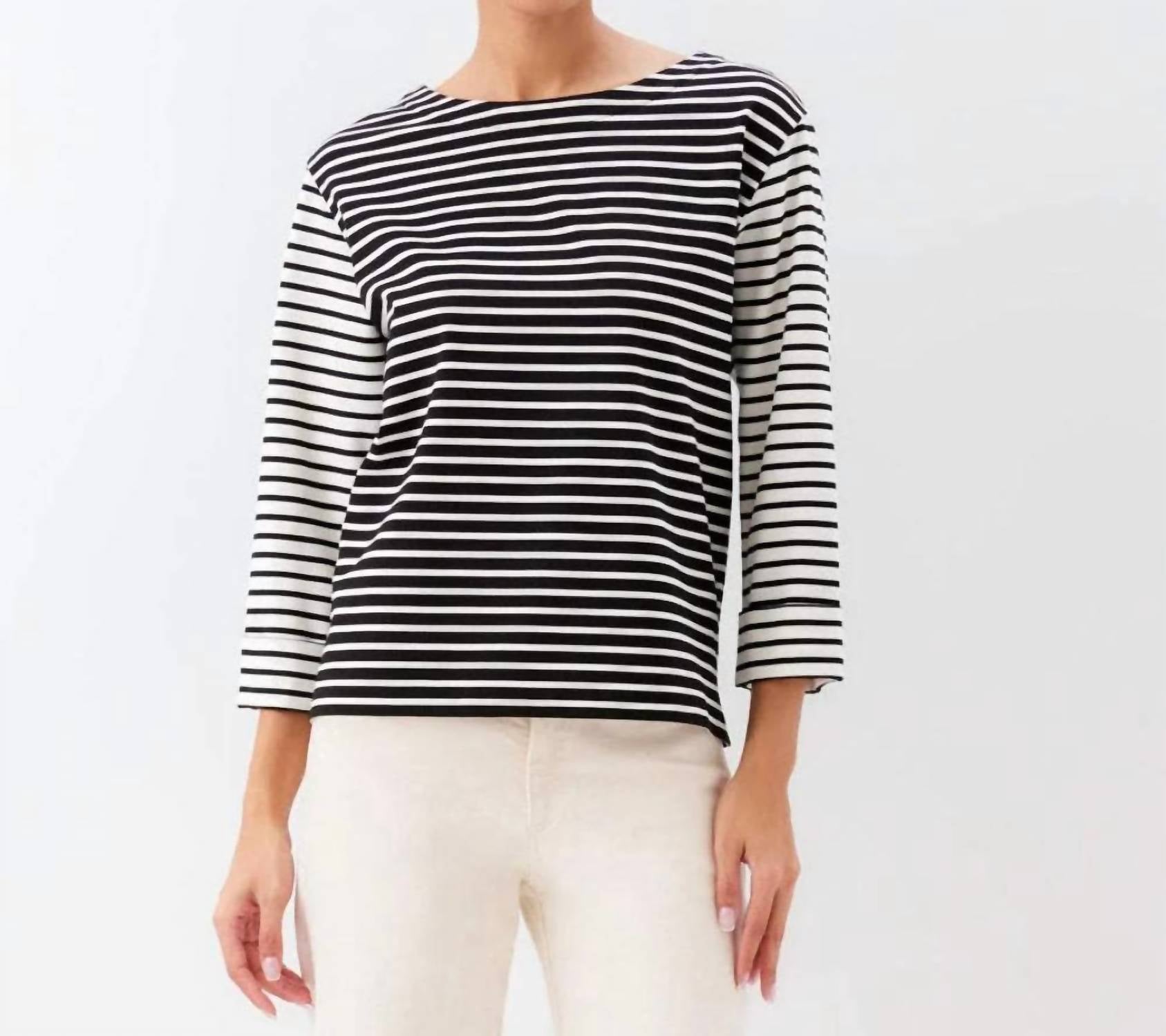 Karen Kane - Contrast Stripe Cuffed Sleeve Top