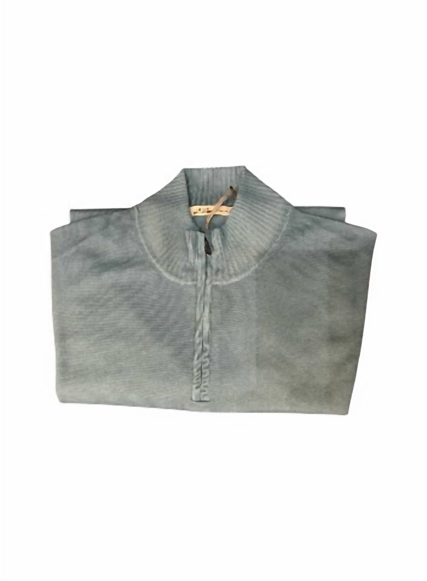 Maurizio Baldassari Men's Dyed Mock Zip Sweater in blue - men's sweater
