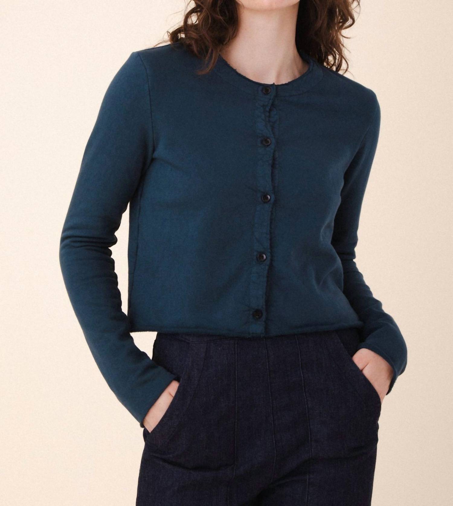 PRAIRIE UNDERGROUND Undone Button Down Cardigan in atlantic - women's cardigan