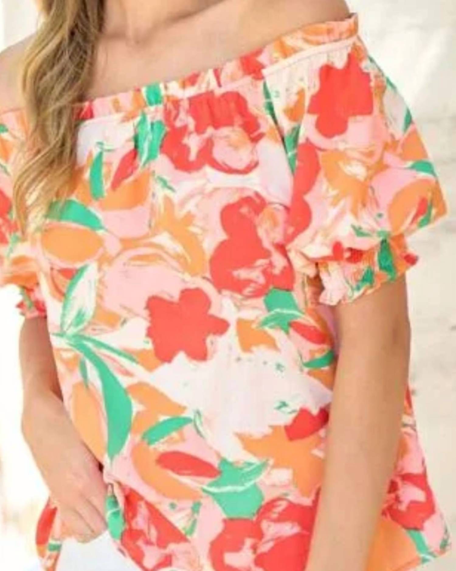 Hailey & Co - Off The Shoulder Floral Top - Plus
