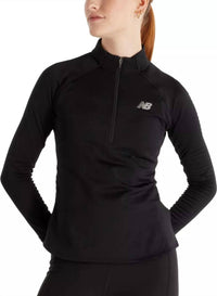 New Balance Women's Heat Half Zip Long Sleeve Top in black - women's long sleeve top