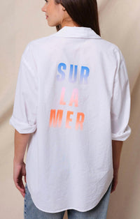 Sundry Sur La Mer Oversized Shirt in optic white - women's shirt - alternate view