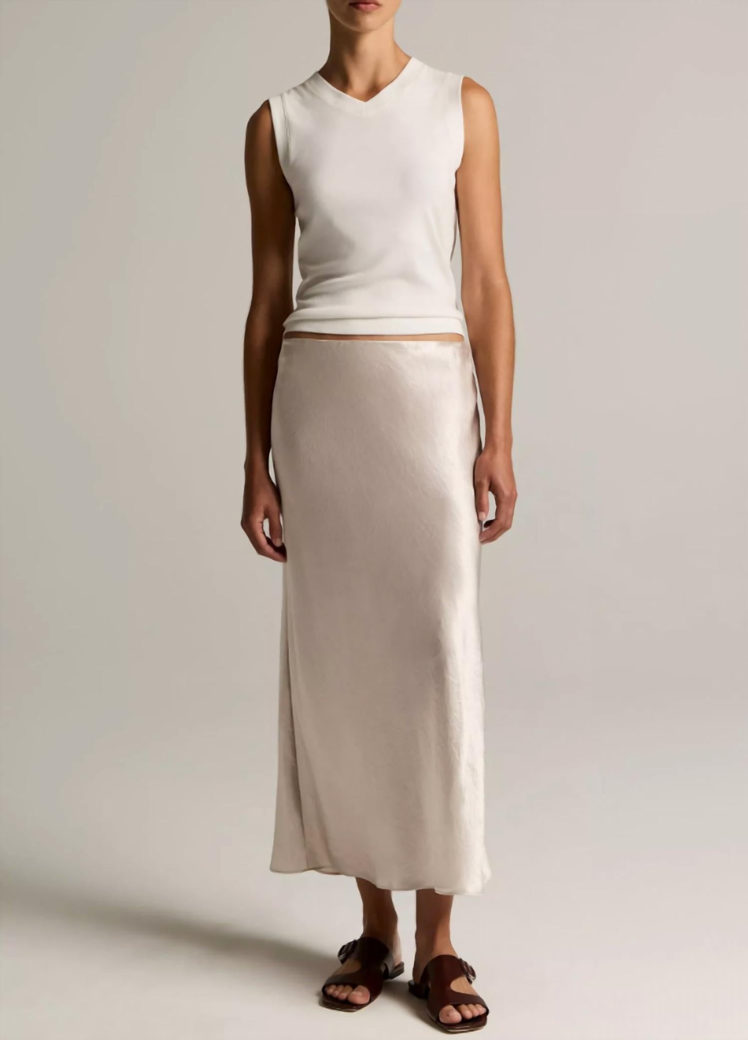 Vince - Side Slit Slip Midi Skirt